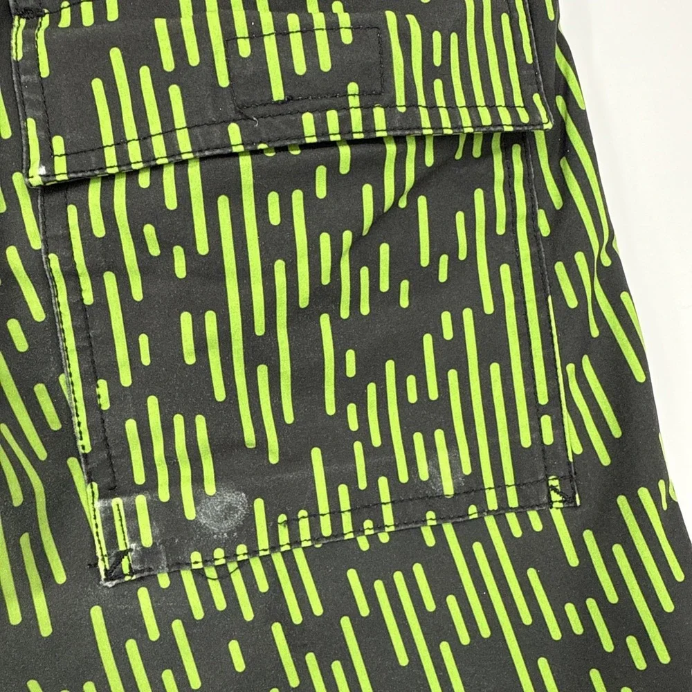 Psycho Bunny Swim‎ Shorts Mens Small Green Geometric Print Mesh Lined Drawstring